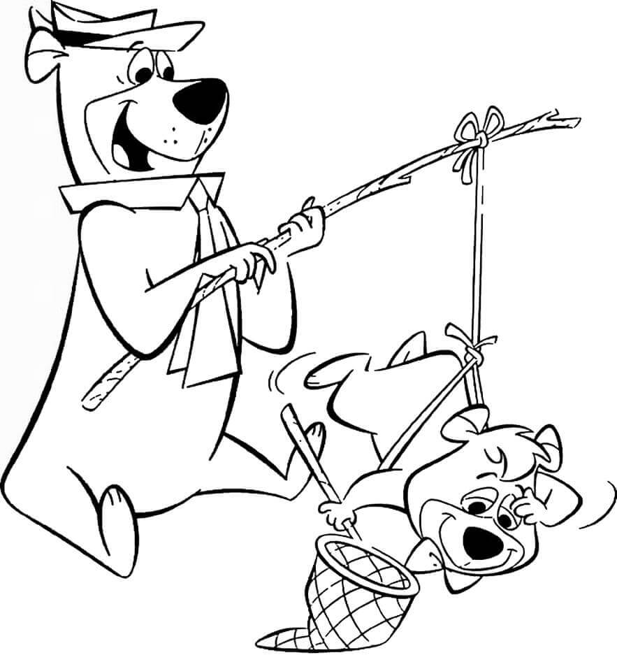 Dibujo de Yogi Bear y Boo Boo para Colorear