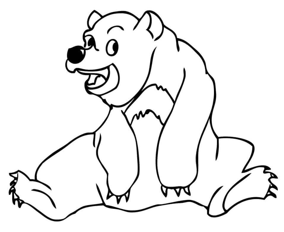 Dibujo de Feliz Sol Oso Sentado para Colorear