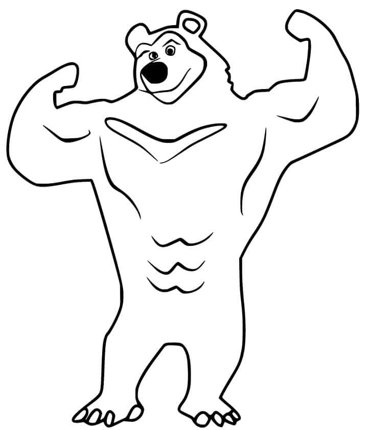 Dibujo de Oso Negro Fuerte para Colorear