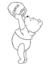 Dibujo de Pooh Sosteniendo Frascos para Colorear