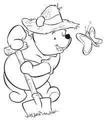 Dibujo de Winnie The Pooh y Mariposa para Colorear
