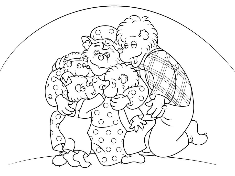 Dibujo de Los Osos Berenstain Se Abrazan para Colorear