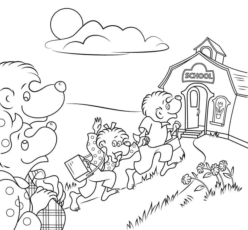 Dibujo de Los Osos Berenstain Van a la Escuela para Colorear