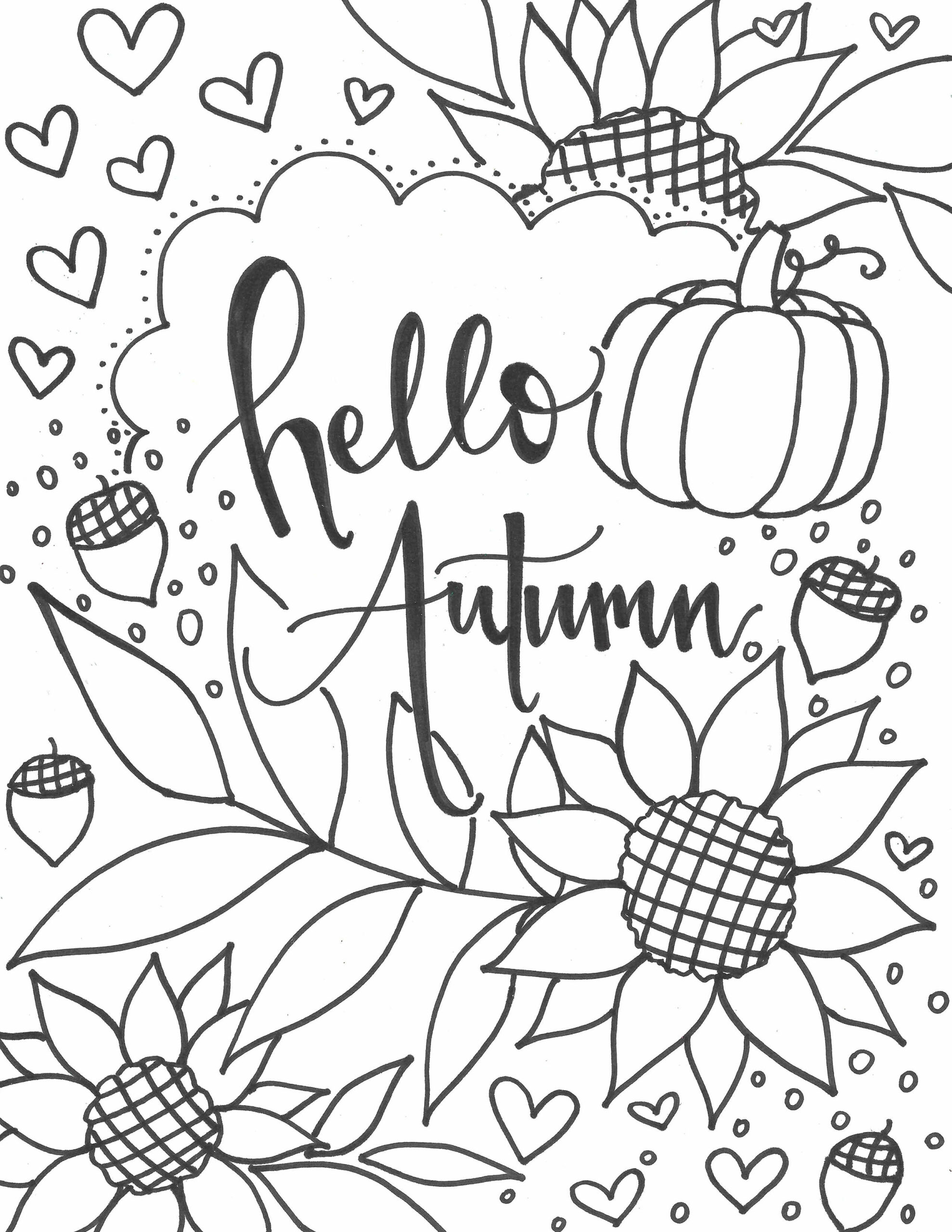 Dibujo de Básico Hola otoño Scaled para Colorear