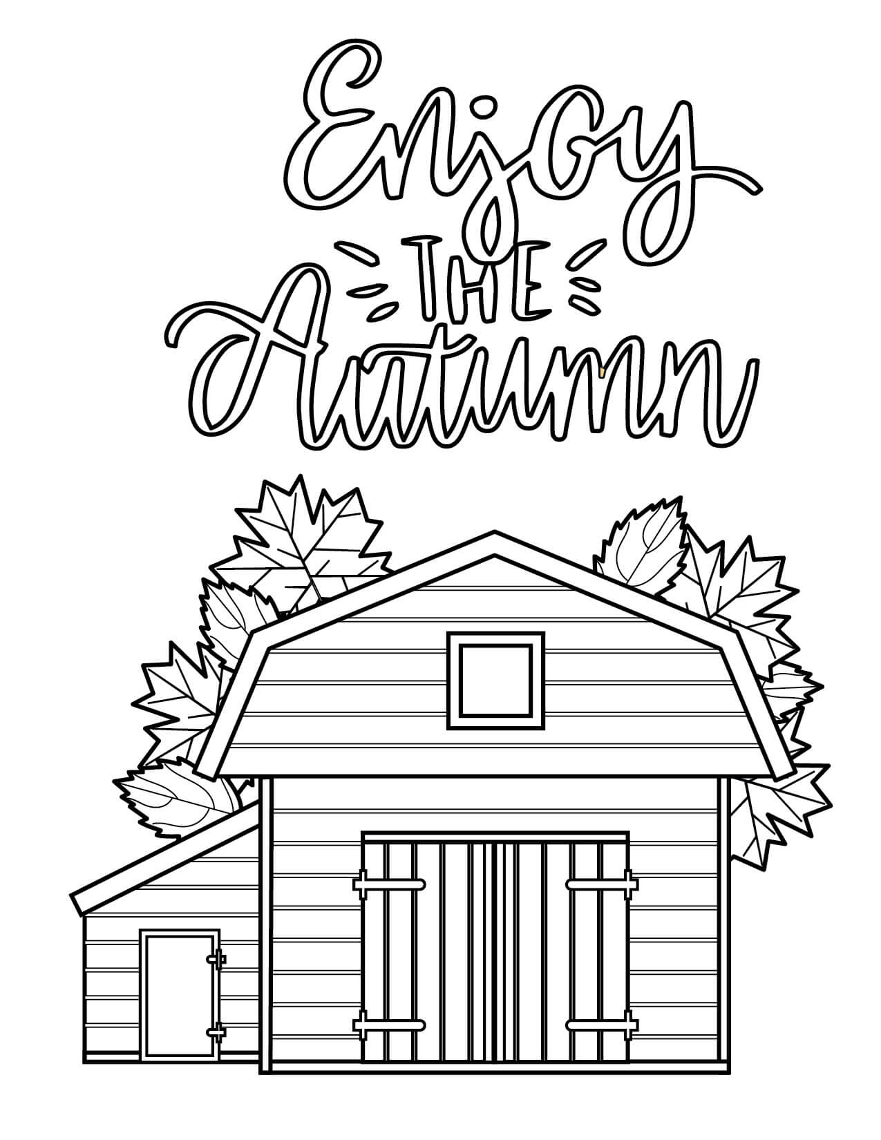 Dibujo de Casa en otoño para Colorear