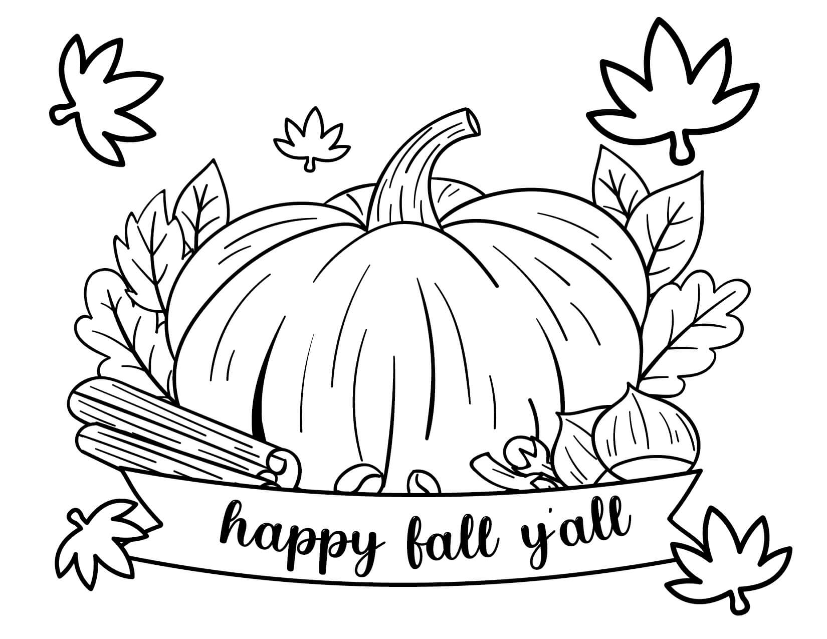 Dibujo de Feliz otoño Yall para Colorear