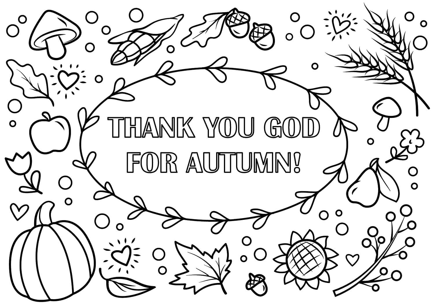 Dibujo de Gracias Dios por el otoño para Colorear