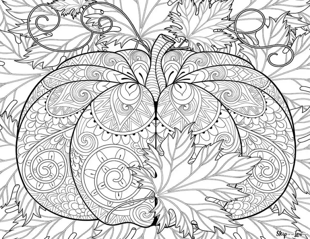 Dibujo de Mandala Calabaza en otoño para Colorear