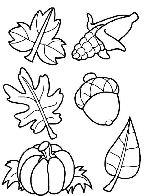 Dibujo de Otoño Sencillo para Colorear