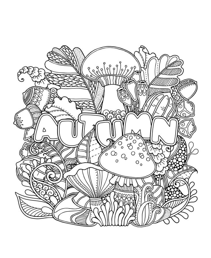 Dibujo de Otoño Es para Adultos para Colorear