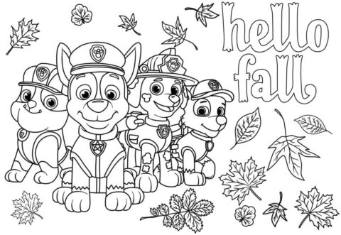 Dibujo de Patrulla Canina en otoño para Colorear