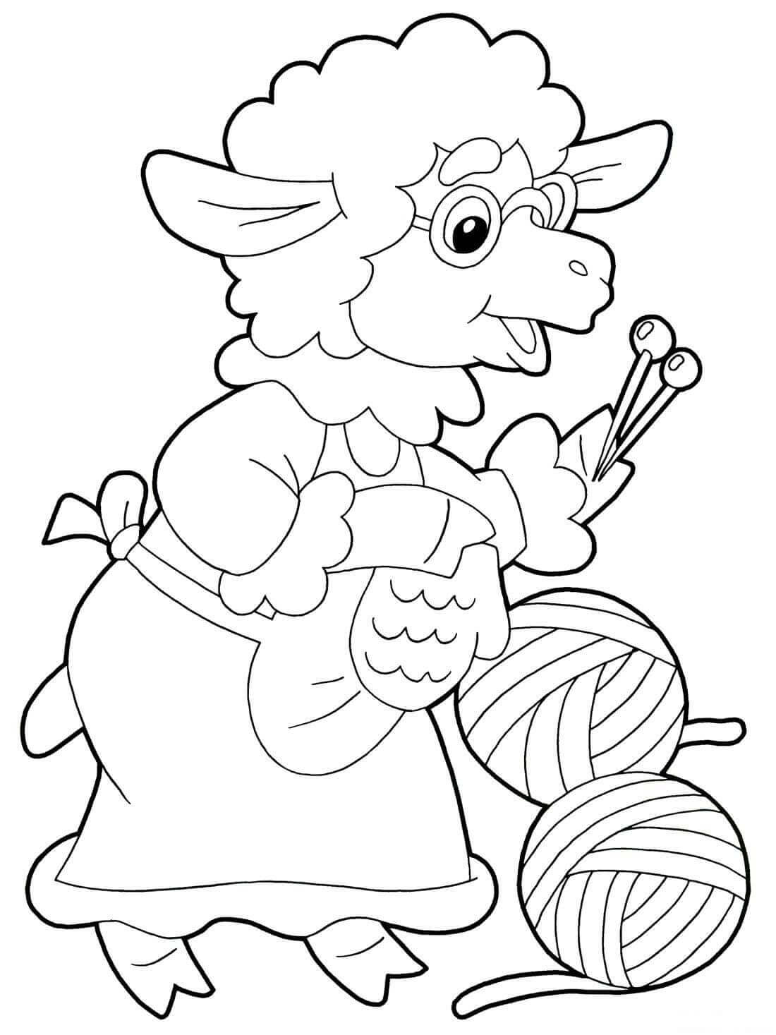 Dibujo de Abuela Oveja para Colorear