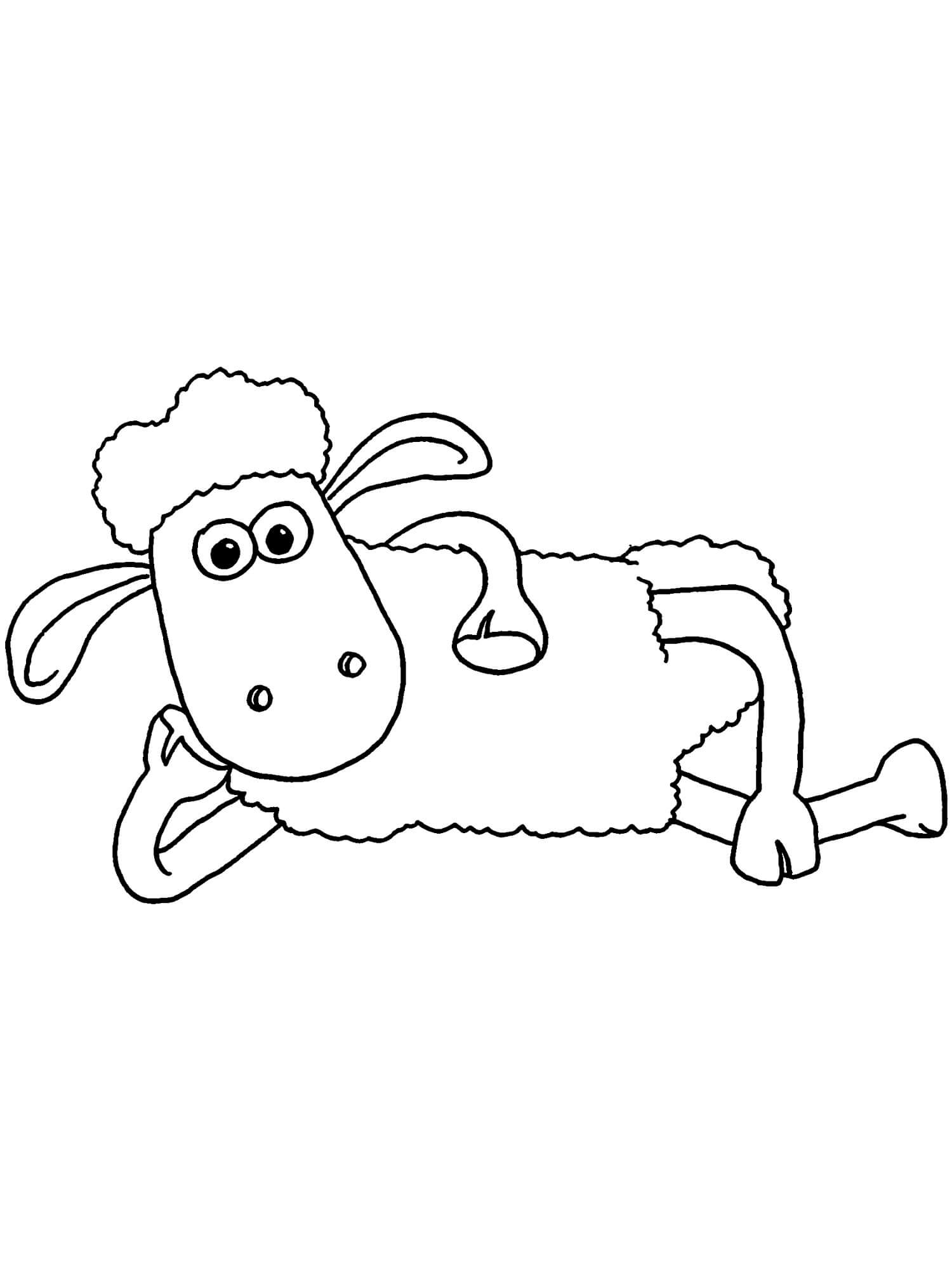 Dibujo de La Oveja Shaun Tumbada para Colorear