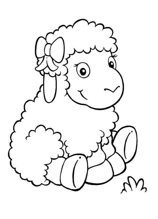 Dibujo de Oveja Sentada para Colorear