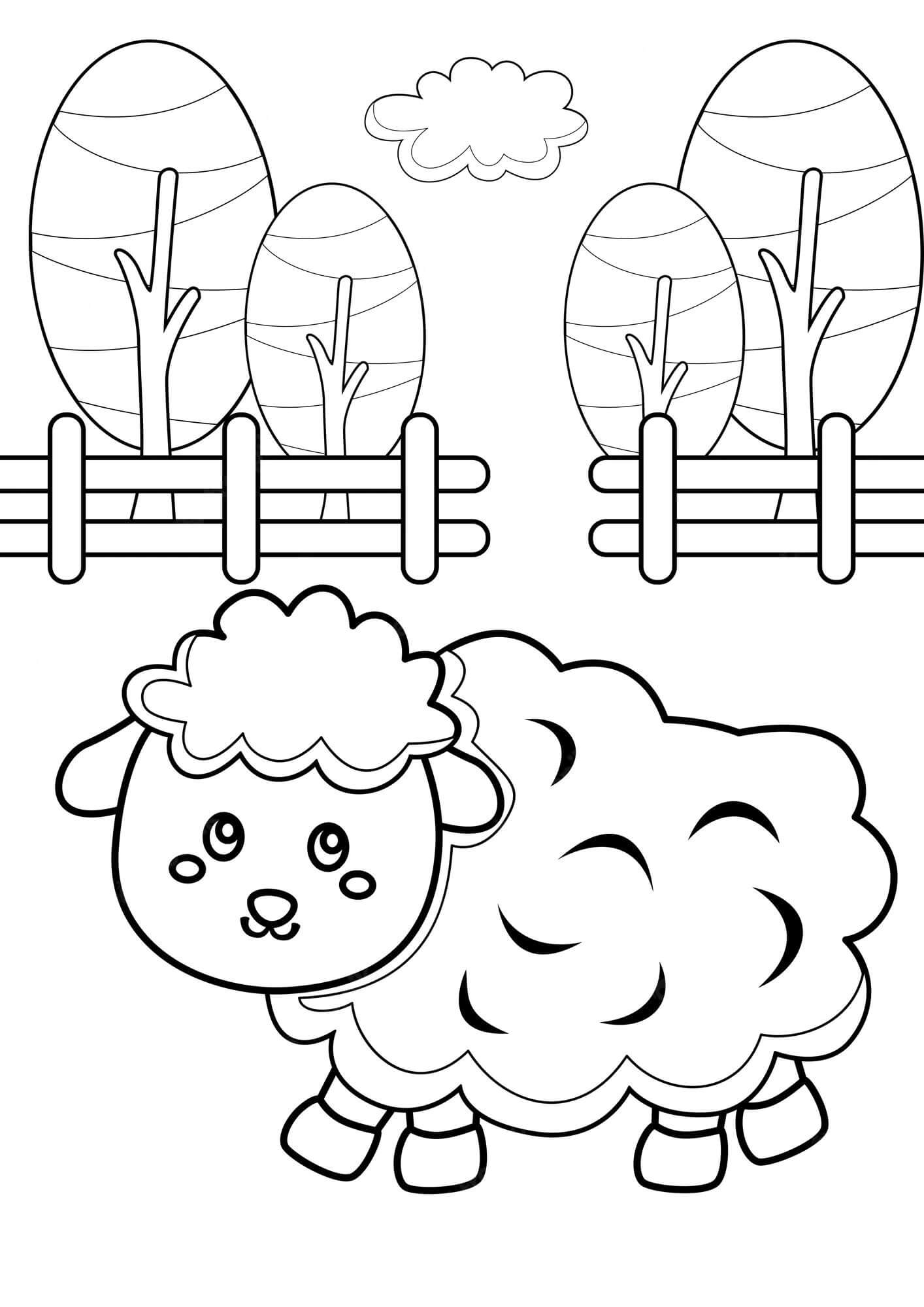 Dibujo de Ovejas Imprimibles para Colorear