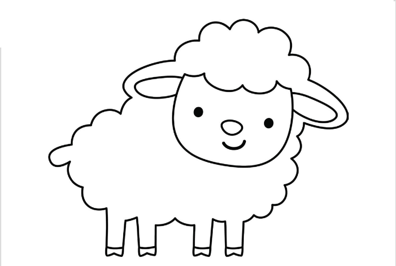 Dibujo de Ovejas Sonrientes Lindas para Colorear