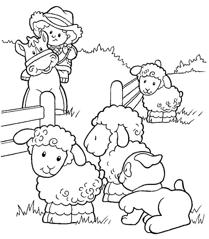 Dibujo de Ovejas con Animales para Colorear