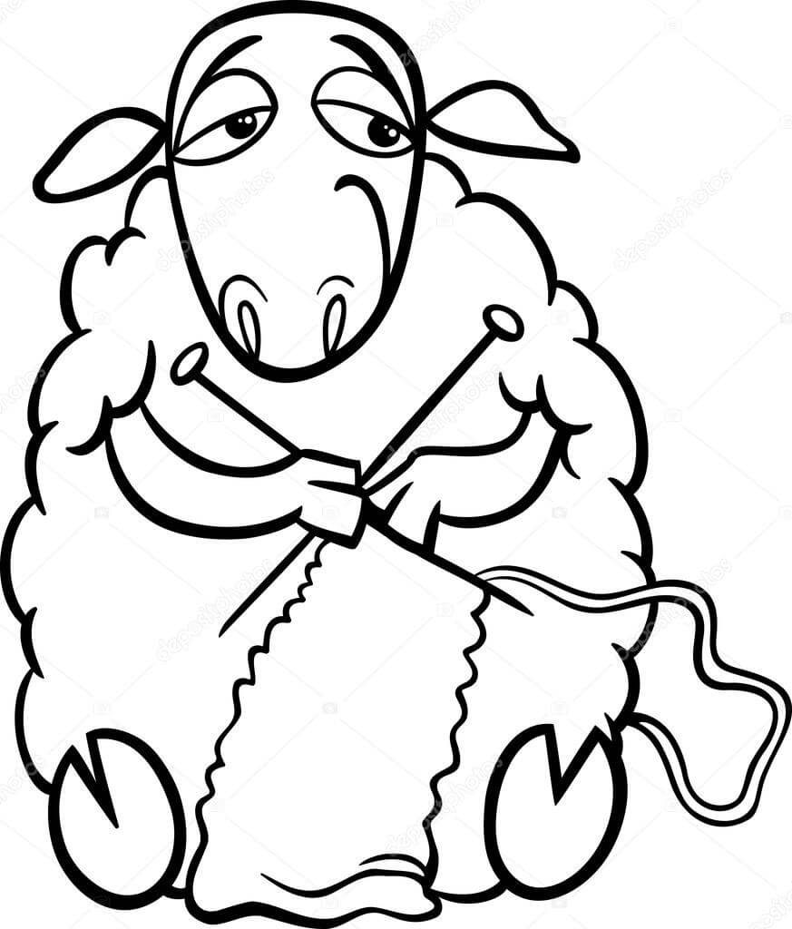 Dibujo de Ovejas de Tejer para Colorear