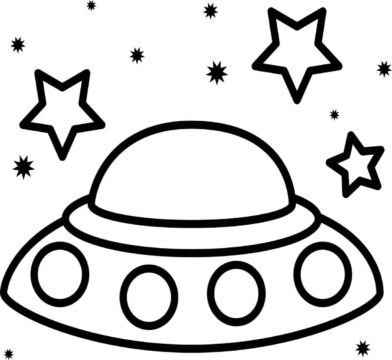Dibujo de Ovni Volando en el Espacio para Colorear