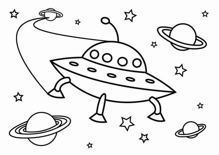 Dibujo de Ovnis y Planetas para Colorear