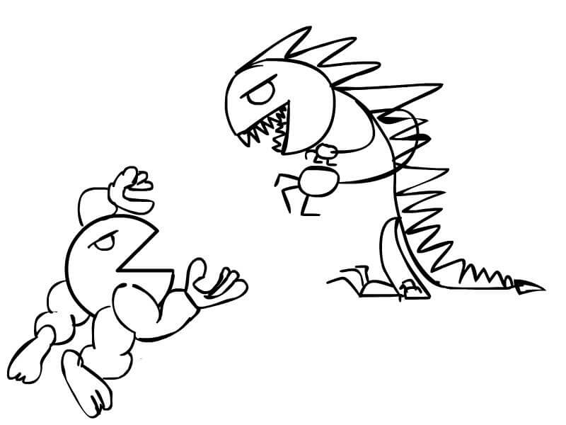 Dibujo de Pac Man Vs Anorexic Godzilla para Colorear