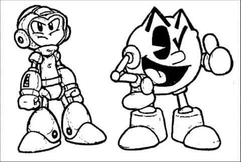 Dibujo de Pacman y Megaman para Colorear