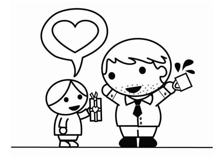 Dibujo de Buen Padre e Hijo para Colorear