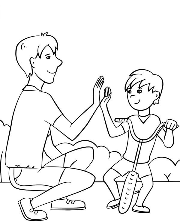 Dibujo de Impresionante Padre e Hijo para Colorear