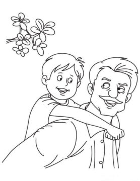 Dibujo de Padre Proceso de Llevar Hijo para Colorear