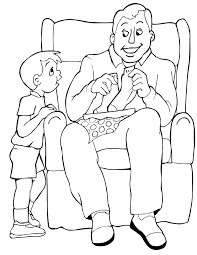 Dibujo de Padre Sentado y Hijo para Colorear