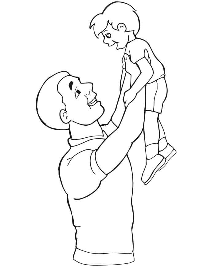 Dibujo de Padre e Hijo Felices para Colorear
