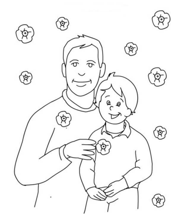 Dibujo de Padre e Hijo Perfectos para Colorear