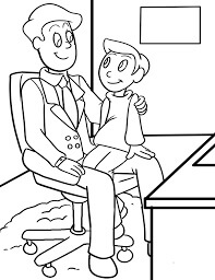 Dibujo de Padre e Hijo Sentado para Colorear