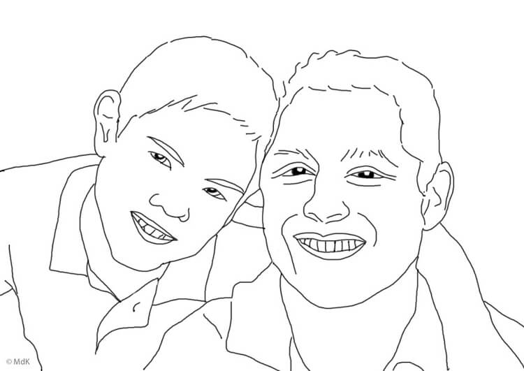 Dibujo de Rostro Padre e Hijo para Colorear