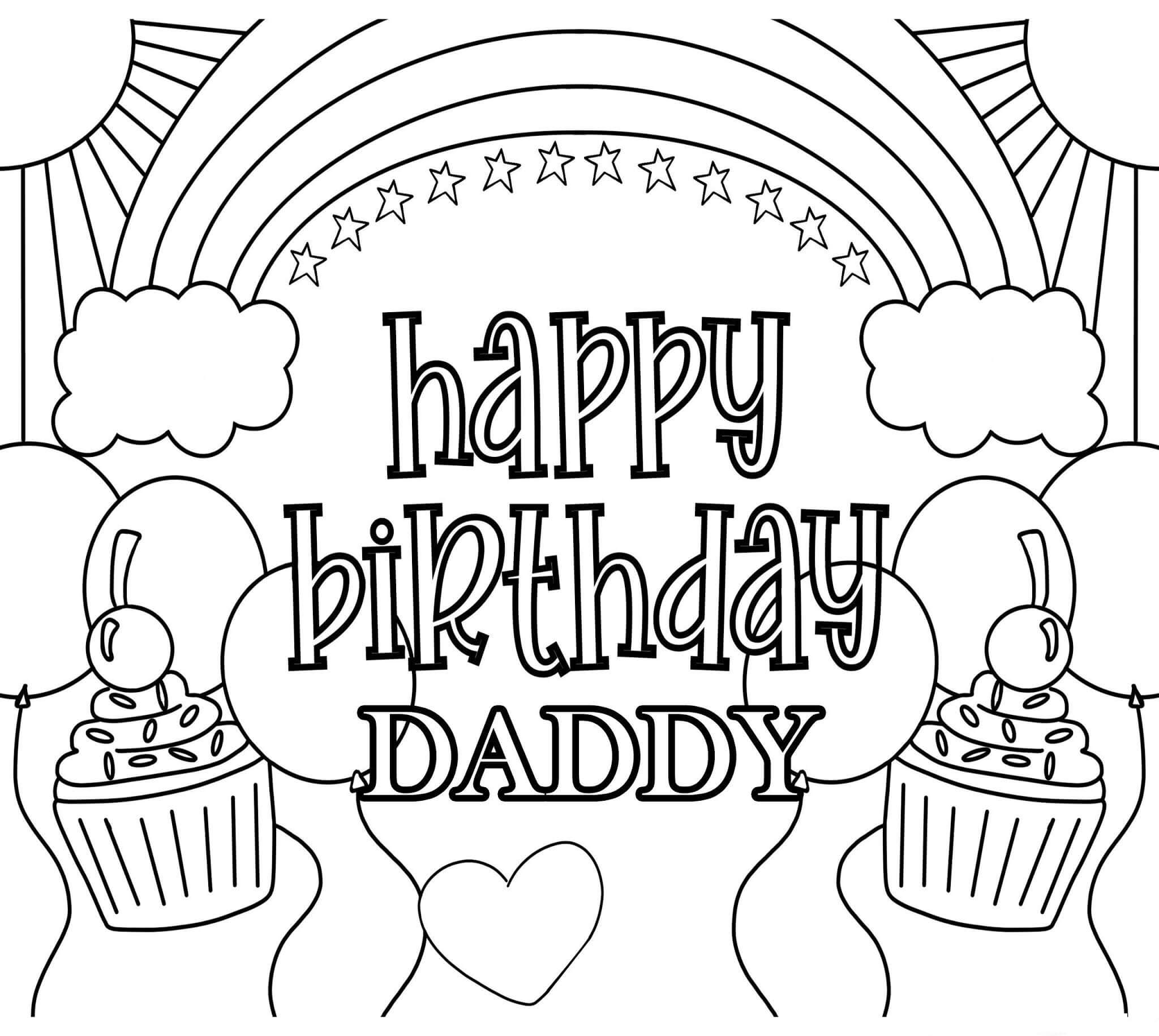 Dibujo de Cartel Feliz cumpleaños Papi para Colorear