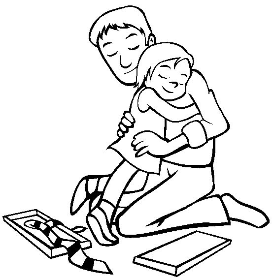 Dibujo de Padre e Hija para Colorear