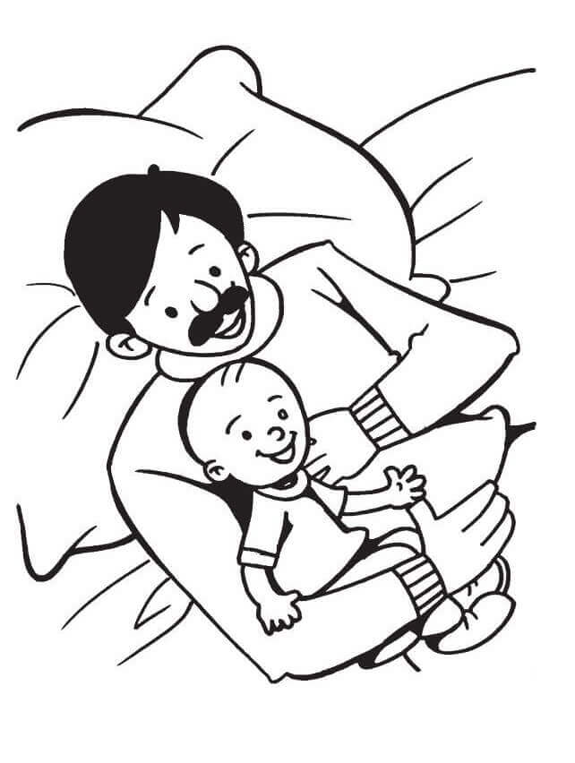 Dibujo de Papa e Hijo pequeño para Colorear
