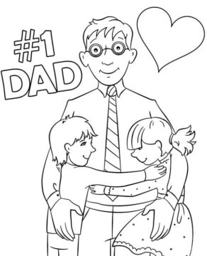 Dibujo de Papa e Hijos para Colorear