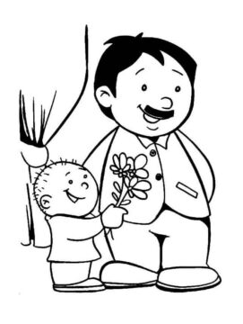 Dibujo de Peque o Hijo y Papa para Colorear