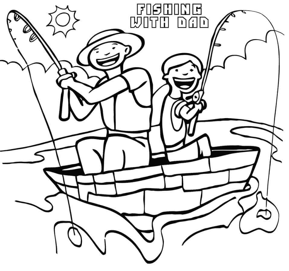 Dibujo de Pesca con Papa para Colorear