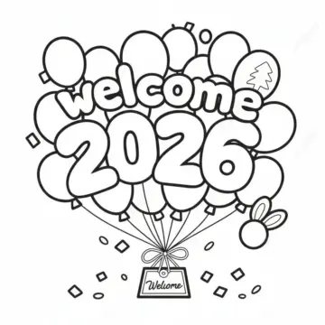 Dibujo de Happy New Year 2026 Coloring Page para Colorear