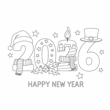 Dibujo de Simple 2026 Bold Numbers For Kids Coloring Page para Colorear