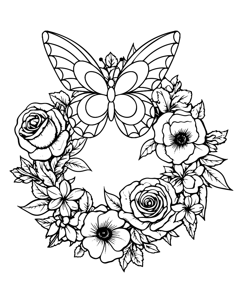 Dibujo de Floral Wreath Coloring Pages para Colorear