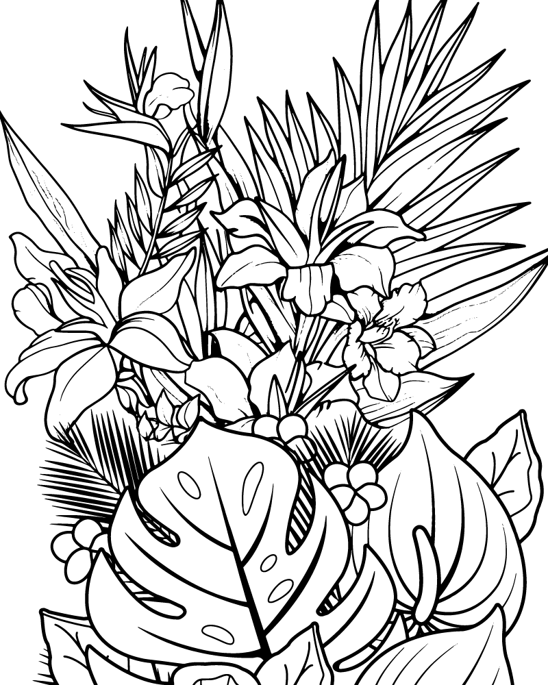 Dibujo de Tropical Floral Coloring Pages para Colorear