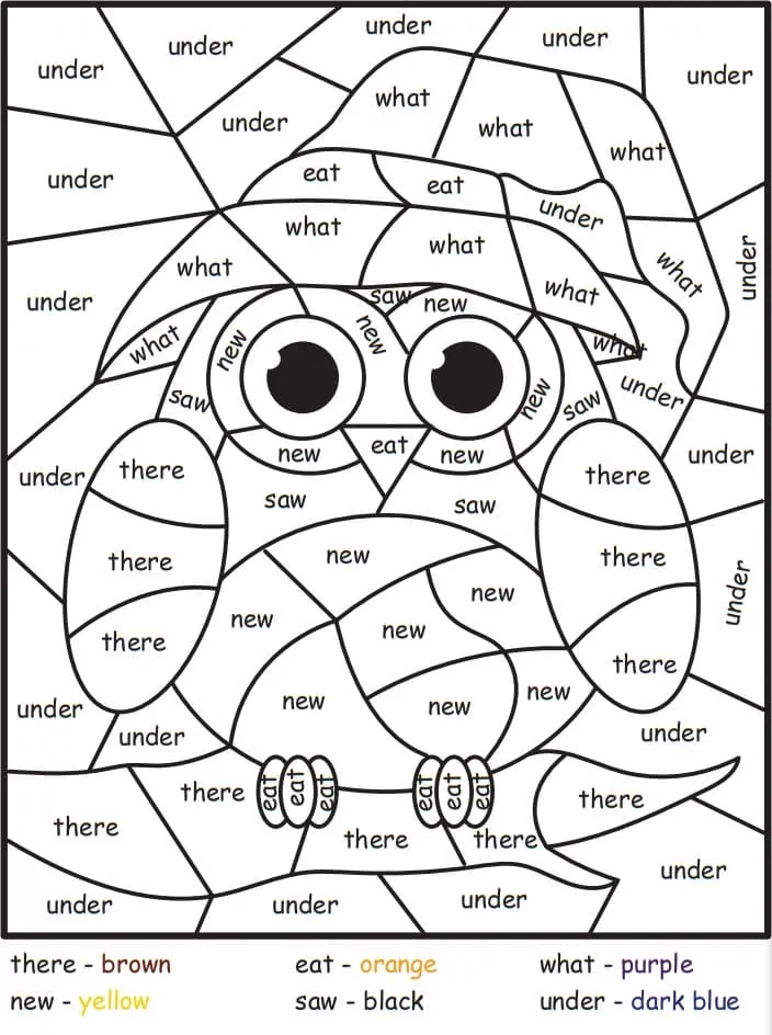 Dibujo de Cute Halloween Owl Color By Number para Colorear