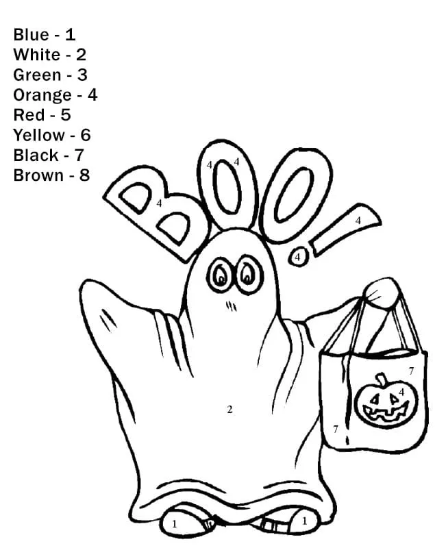 Dibujo de Ghost Color By Number Coloring Page para Colorear