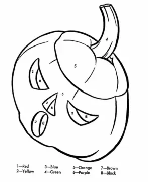 Dibujo de Halloween Jack o Lantern Color By Number para Colorear