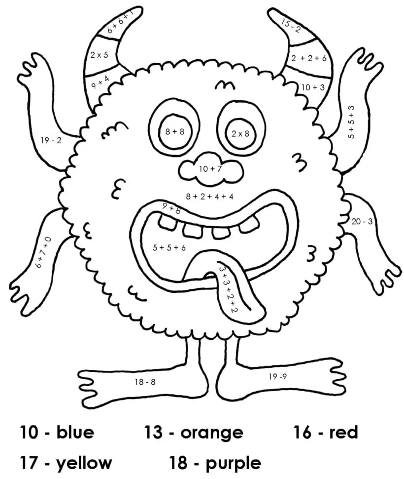 Dibujo de Halloween Monster Color By Number para Colorear