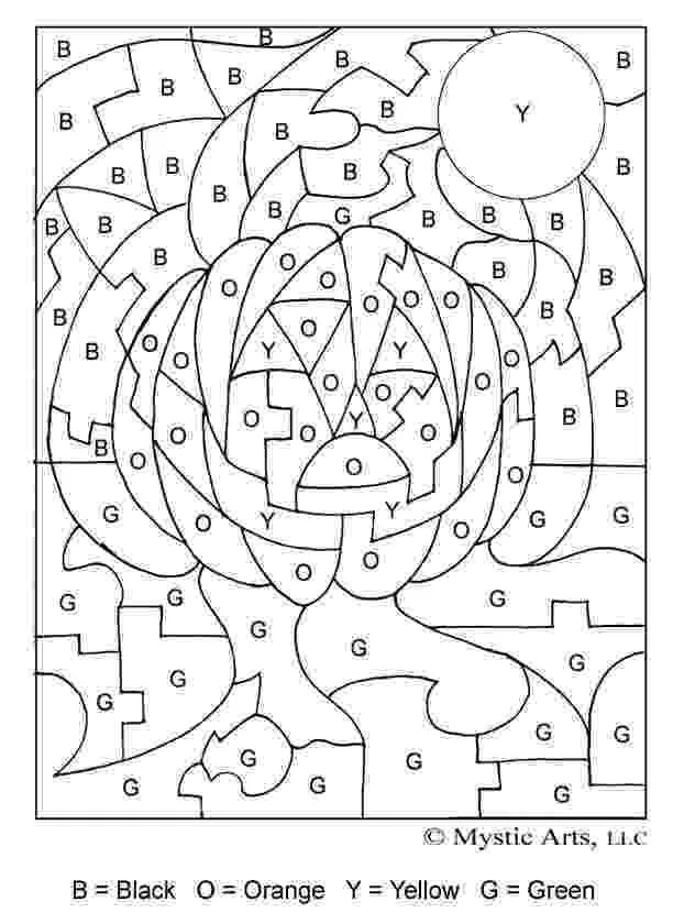 Dibujo de Printable Halloween Pumpkin Color By Number para Colorear