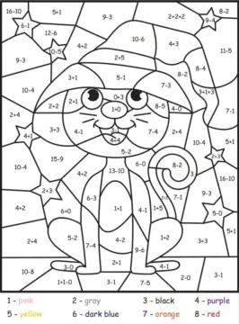 Dibujo de Witch Cat Color By Number para Colorear